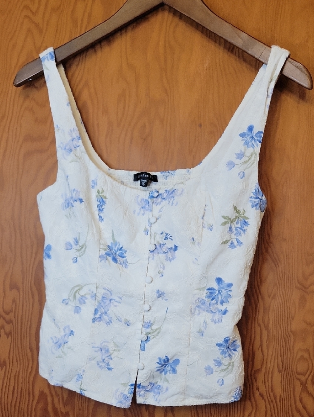Dynamite Cream Camisole with Blue Floral Print Boho